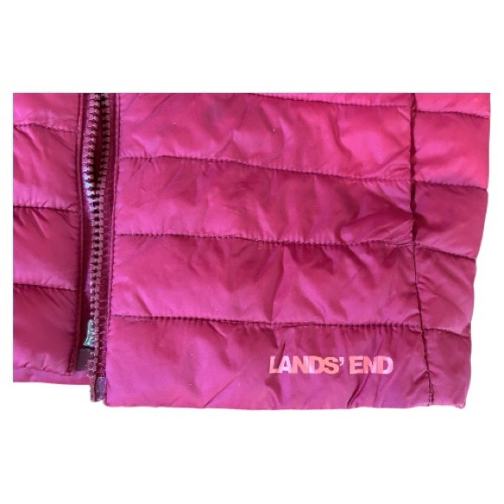 Lands' End Kids Red/Purple Puffer Jacket - Picture 3 of 5